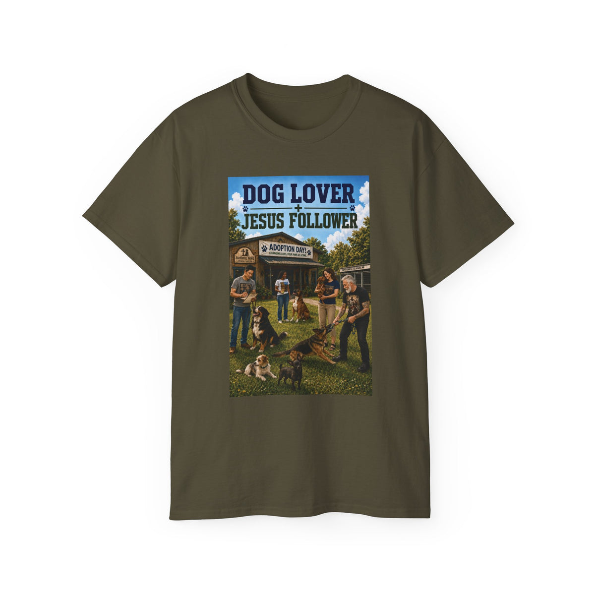 Jesus Follower Dog Lover T-Shirt — Proverbs 12:10 Dog adoption Faith Tee