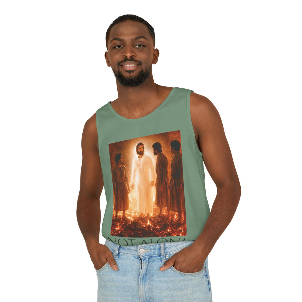 'Not Alone' Tank Top — Jesus with Four Men, Daniel 3:25 Scripture Tank