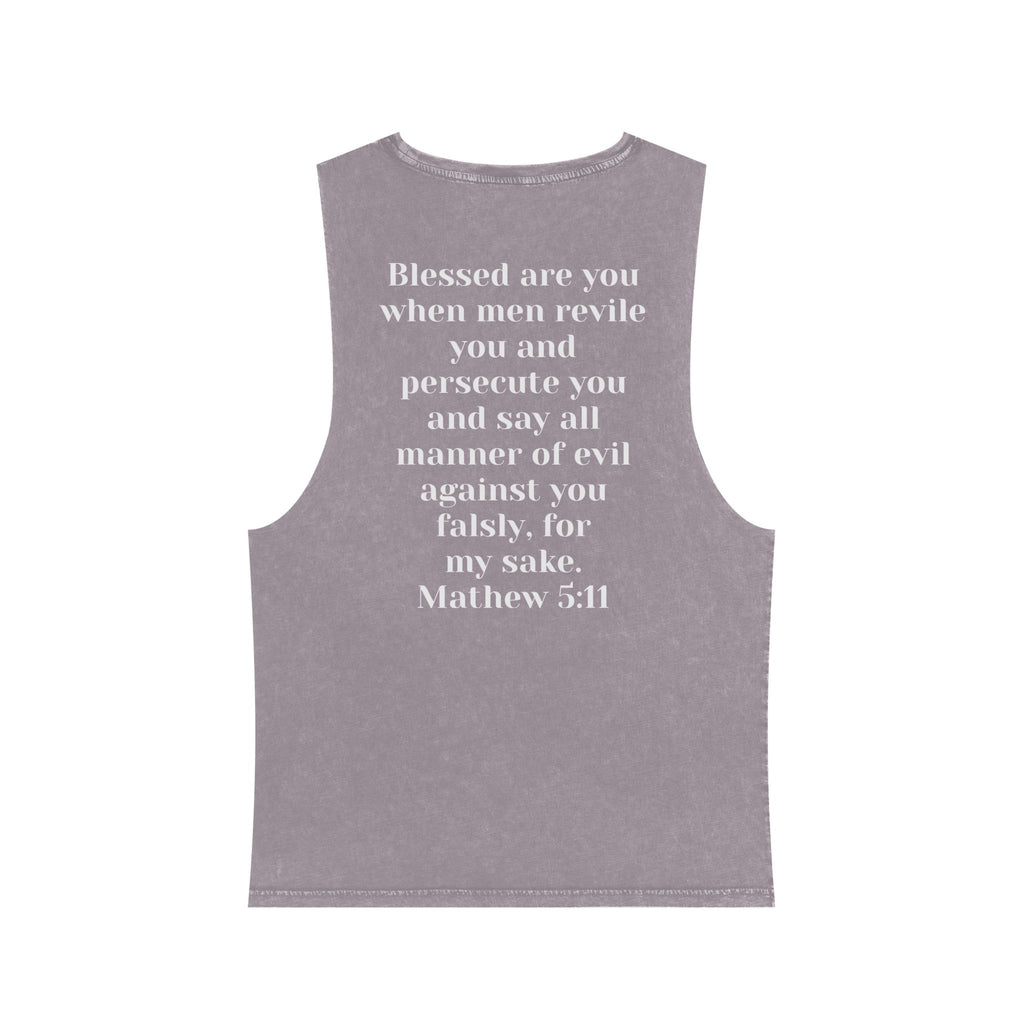 Cult of the Nazarene Tank Top – Vintage Stonewash Christian Scripture (Acts 24:5 / Matthew 5:11)