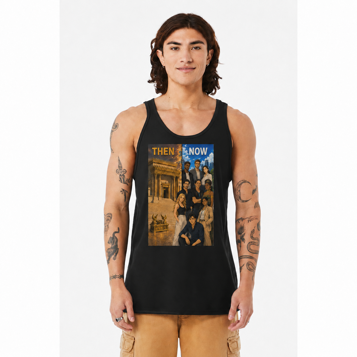 Christian 'Then & Now' Photo Tank — 2 Corinthians 6:16 Faith Graphic Tank Top
