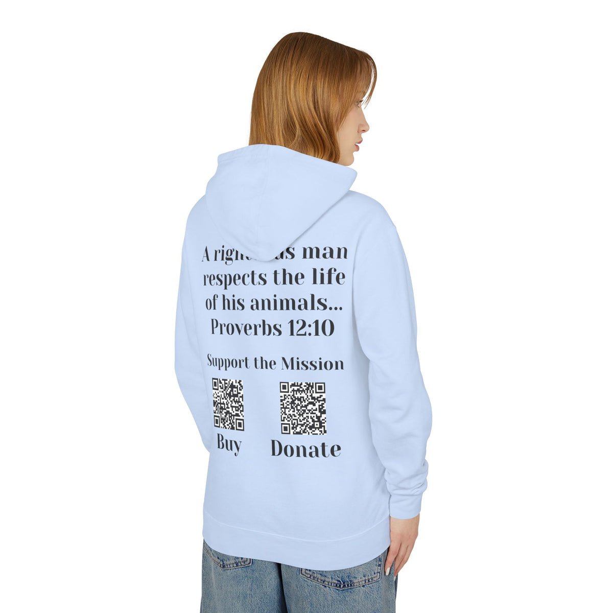 "Ad version" Cat Lover Hoodie — Proverbs 12:10 Christian Pet Sweatshirt