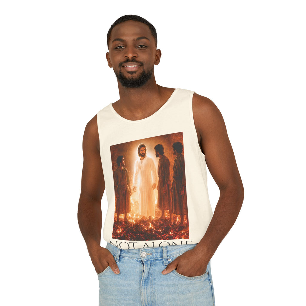 'Not Alone' Tank Top — Jesus with Four Men, Daniel 3:25 Scripture Tank