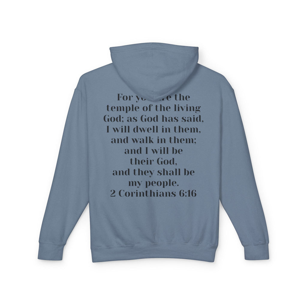 Then & Now Hoodie non-animated — 'You Are the Temple' 2 Corinthians 6:16 Christian Pullover