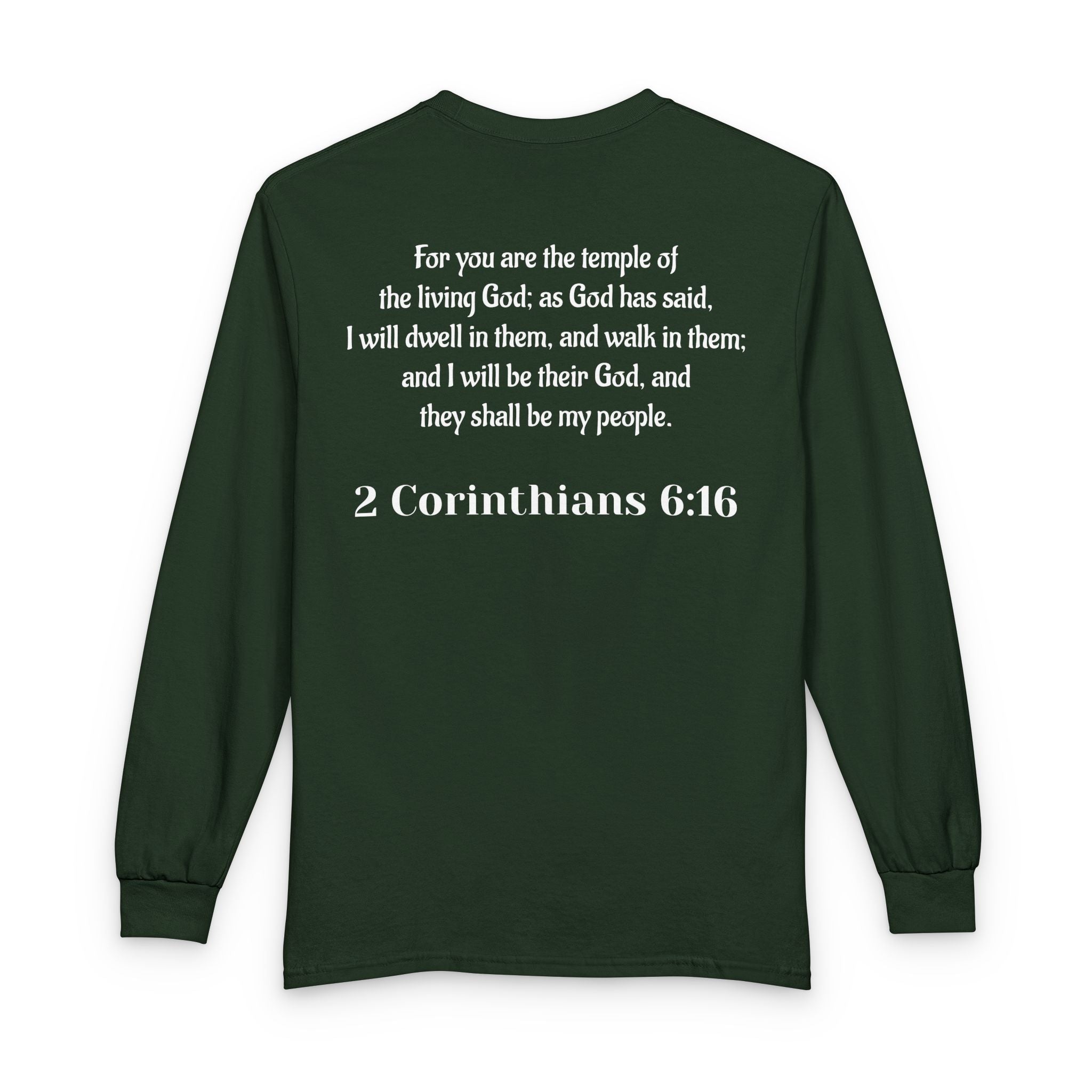 Then & Now non-animated Long Sleeve Tee — 2 Corinthians 6:16 Scripture Shirt