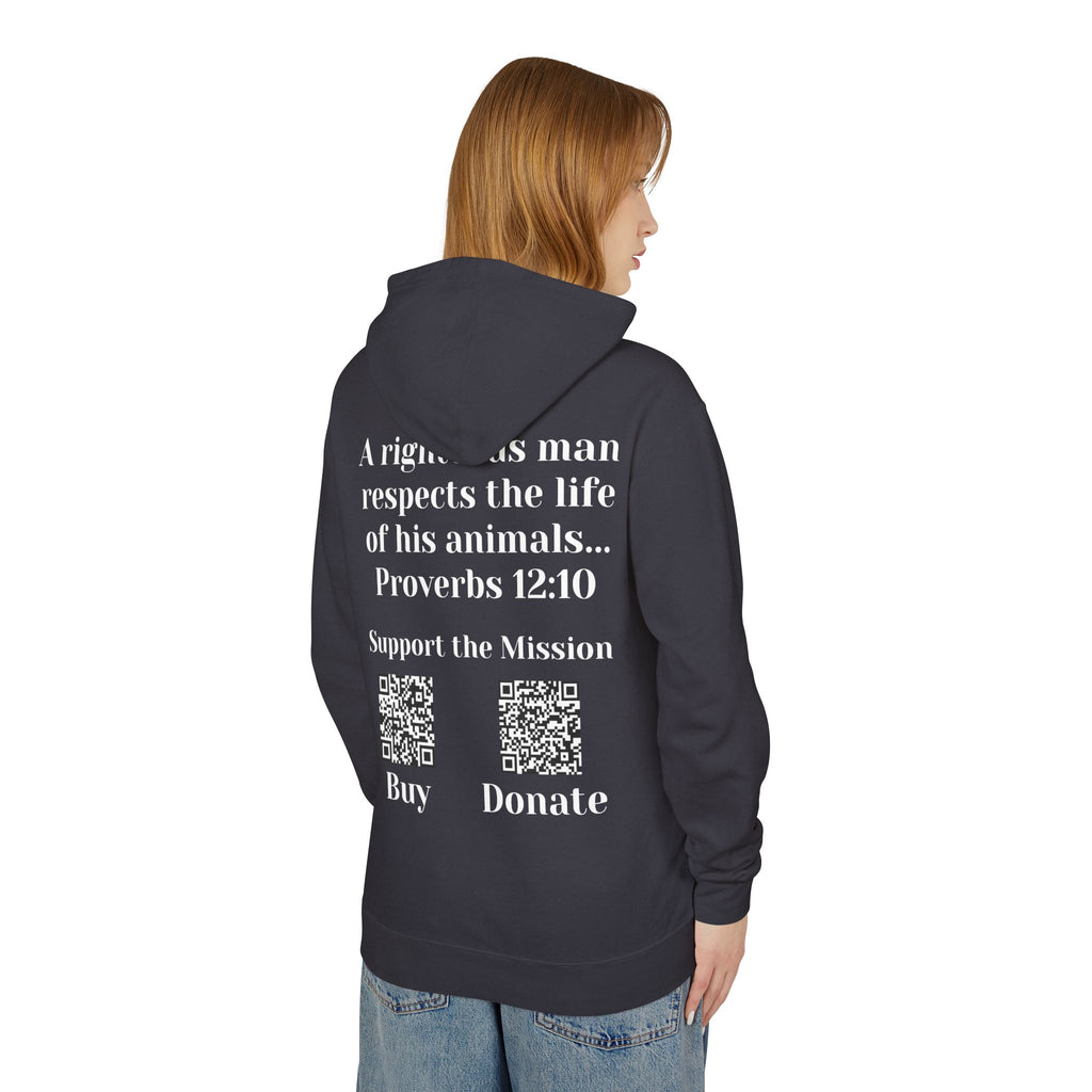 "Ad version" Cat Lover Hoodie — Proverbs 12:10 Christian Pet Sweatshirt