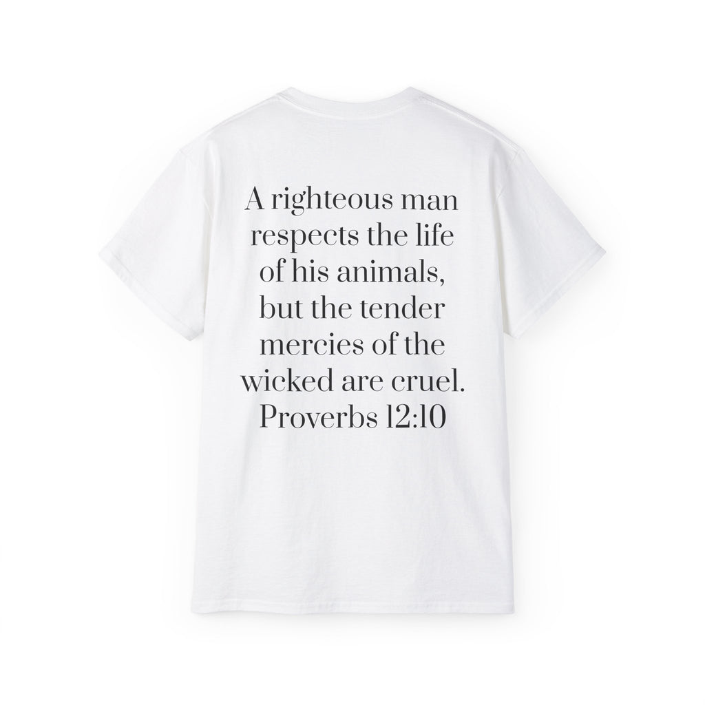 Jesus Follower Dog Lover T-Shirt — Proverbs 12:10 Dog adoption Faith Tee
