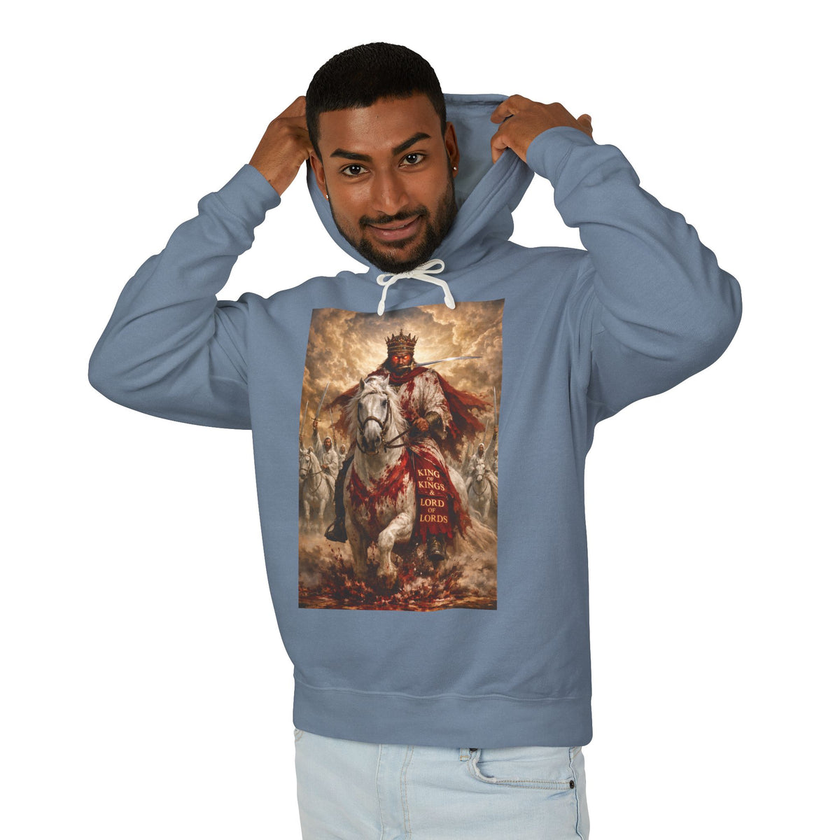 'Jesus Is Lord' Ad Variant Hoodie — with Revelation 19:11-16 Christian Graphic