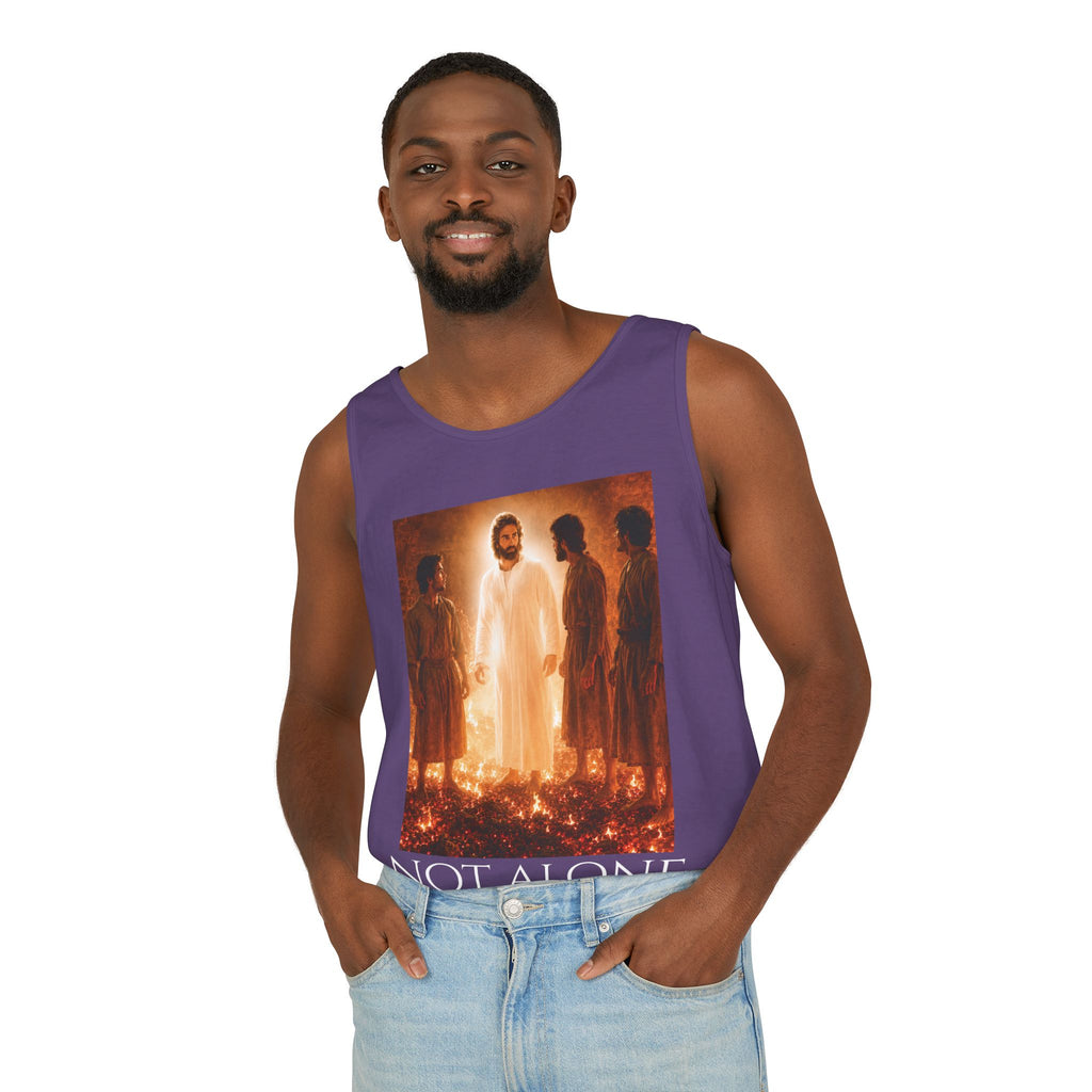 'Not Alone' Tank Top — Jesus with Four Men, Daniel 3:25 Scripture Tank