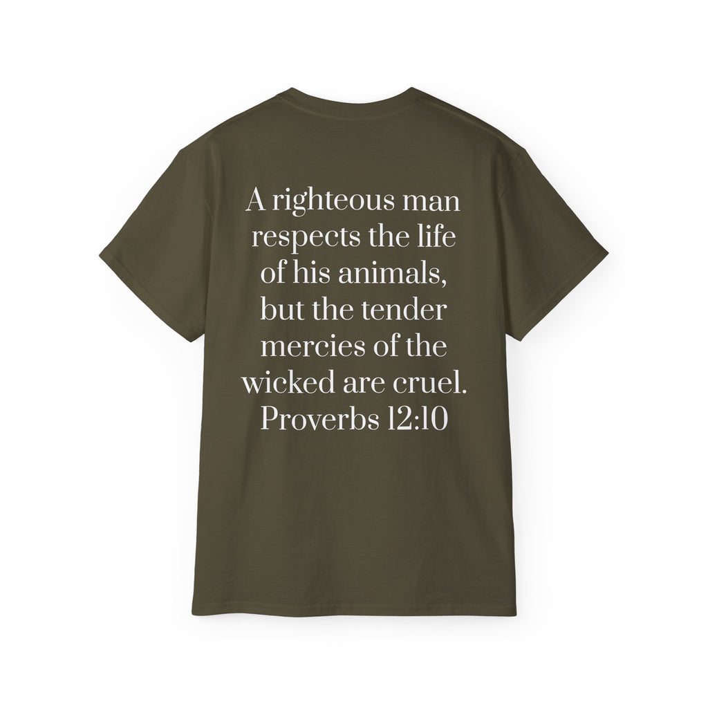 Jesus Follower Dog Lover T-Shirt — Proverbs 12:10 Dog adoption Faith Tee