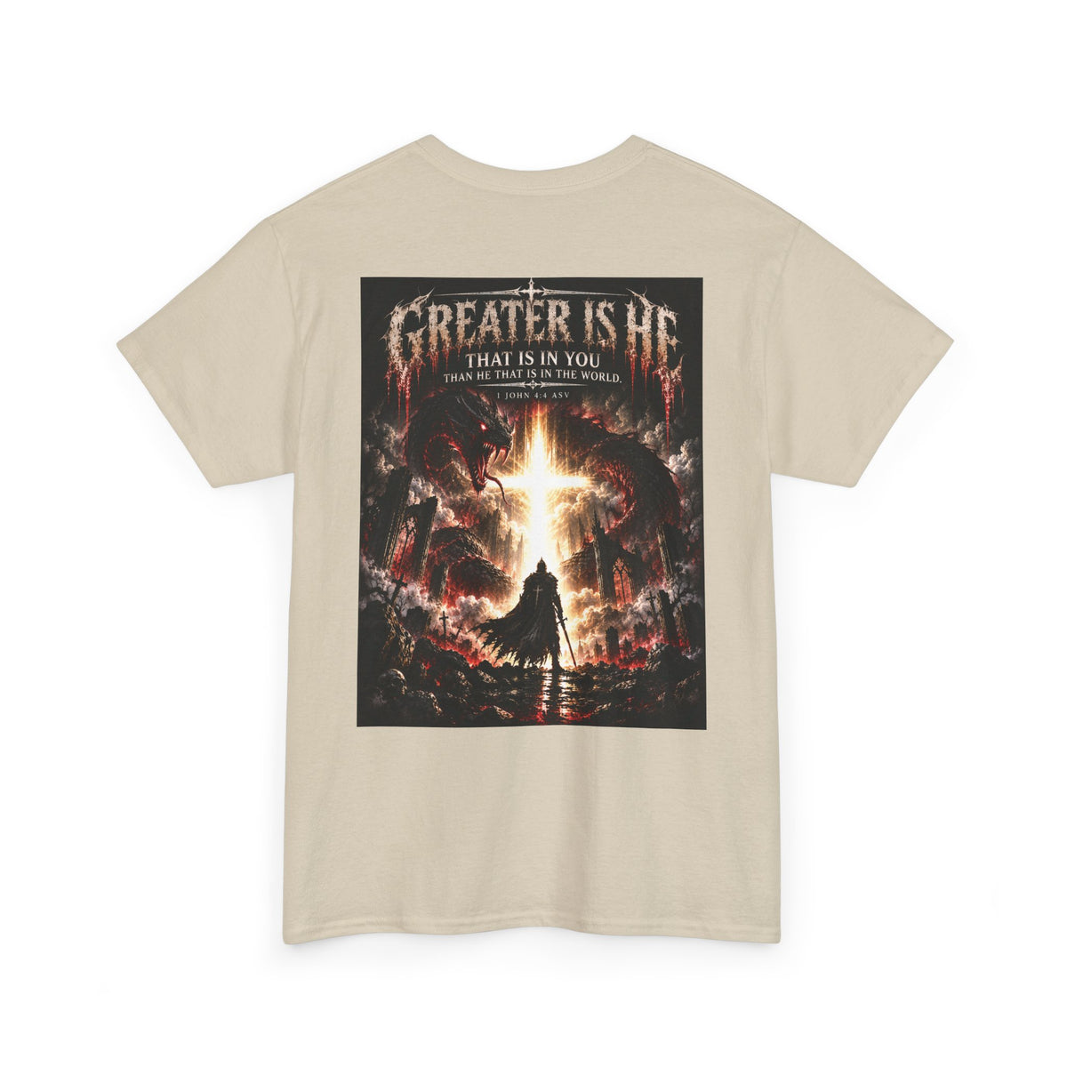 "Greater Is He" October Holliday line Edition Cross Faith Christian Graphic Tee - T-Shirt