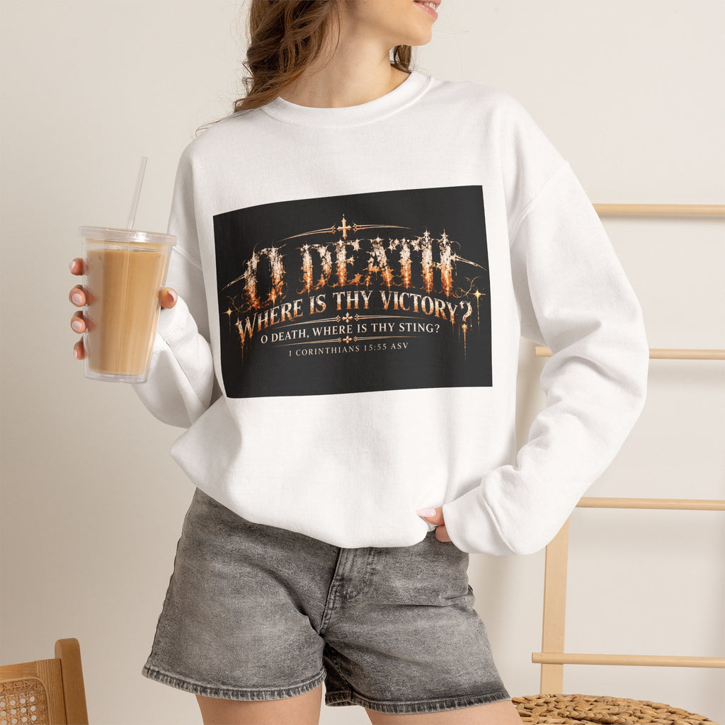 "O Death?" Holiday October Edition Crewneck sweatshirt Gothic Scripture Graphic