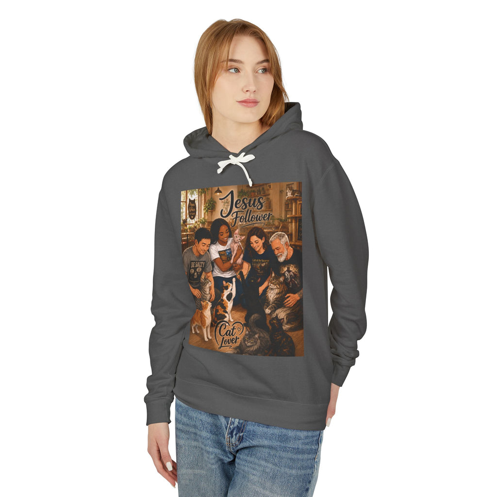 Cat Lover Jesus Follower Hoodie — Proverbs 12:10 Christian Pet Sweatshirt