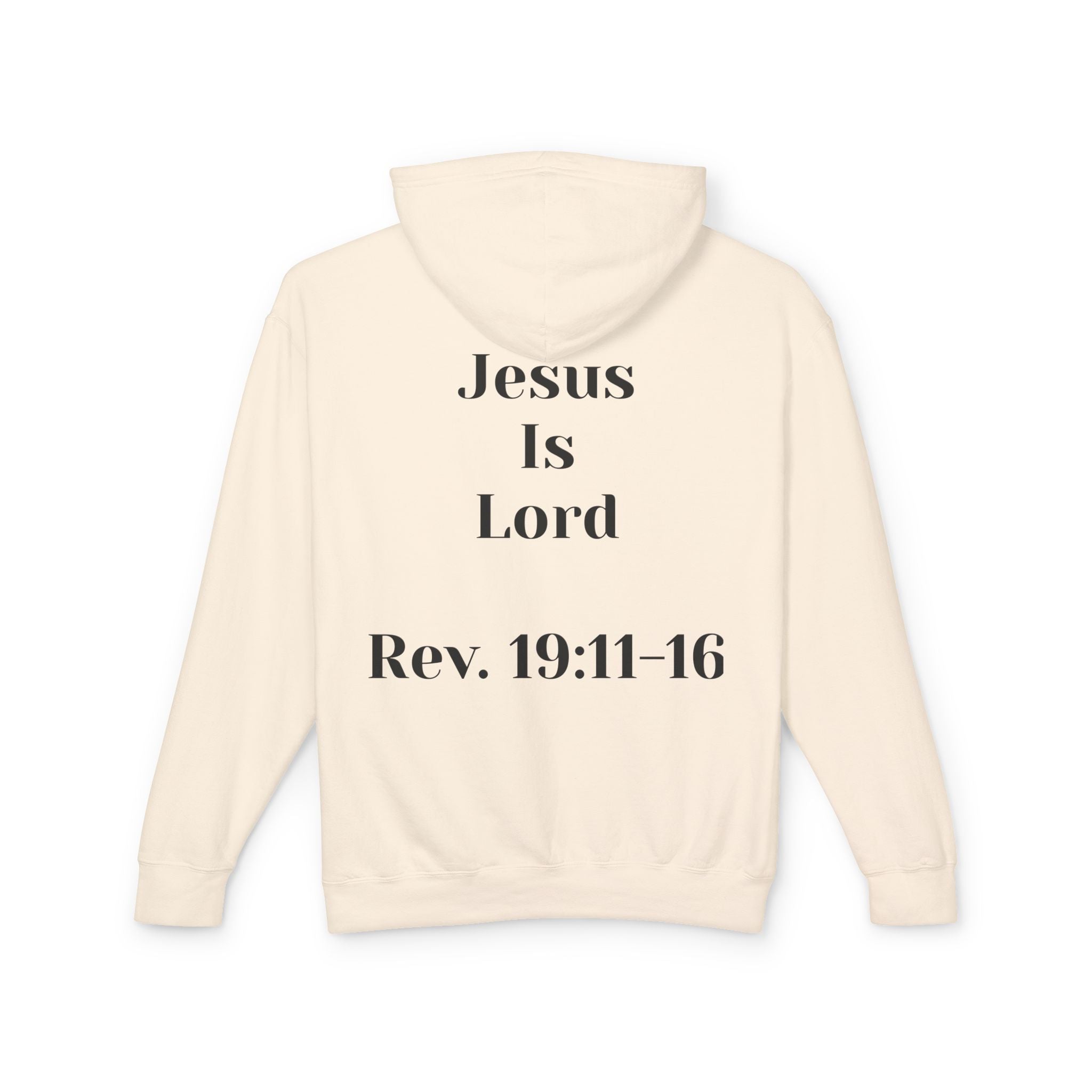 Christian Hoodie — 'Jesus Is Lord' with Revelation 19:11-16 Graphic
