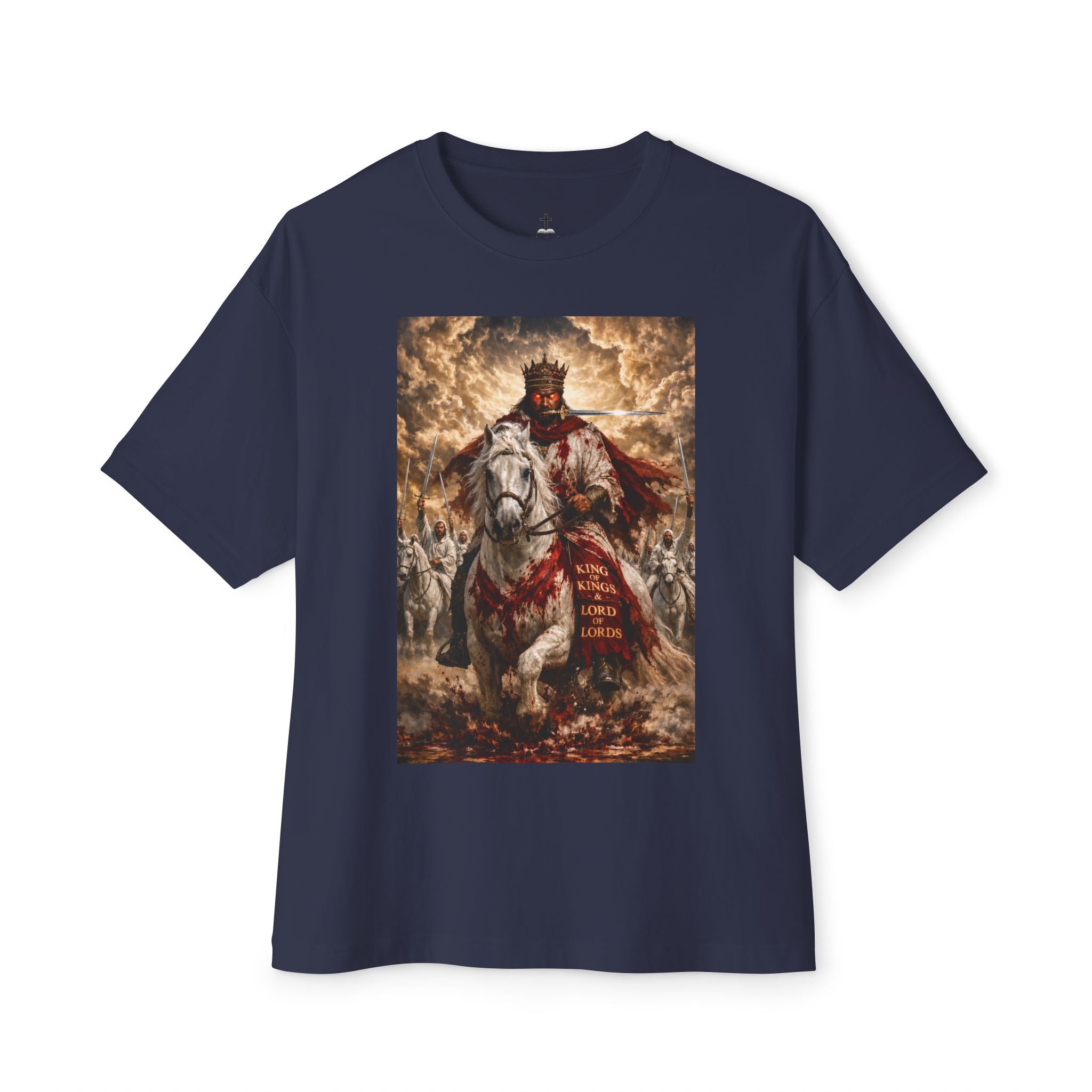 Jesus Is Lord Tee — King on White Horse Christian Graphic T‑Shirt (Rev. 19:11-16)