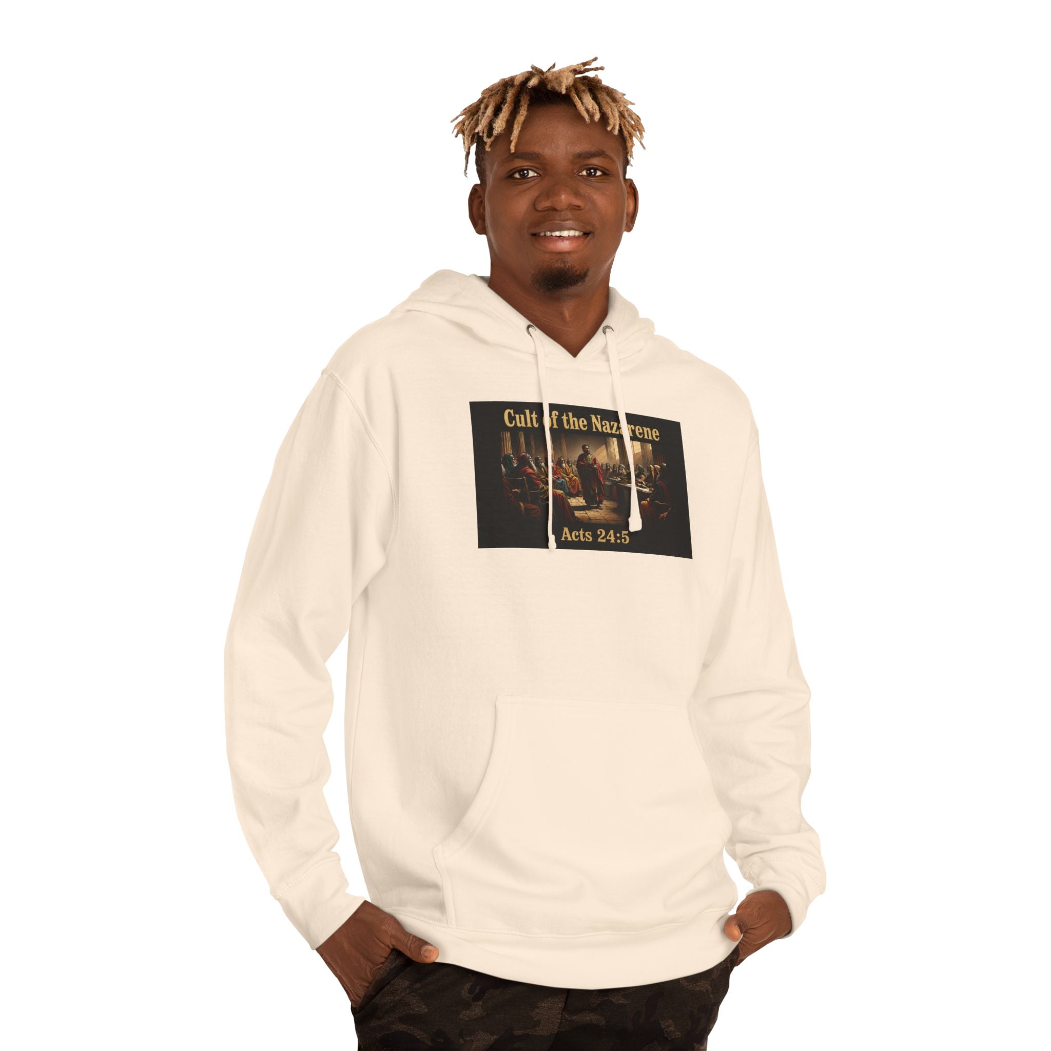 Christian Hoodie "Cult of the Nazarene" — Acts 24:5, Matthew 5:11 Verse Pullover multiple colors