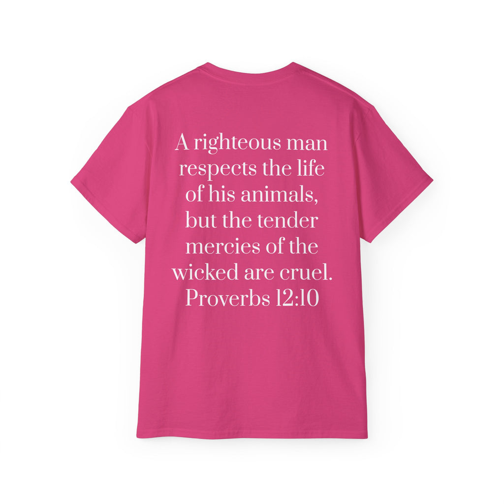 Jesus Follower Dog Lover T-Shirt — Proverbs 12:10 Dog adoption Faith Tee