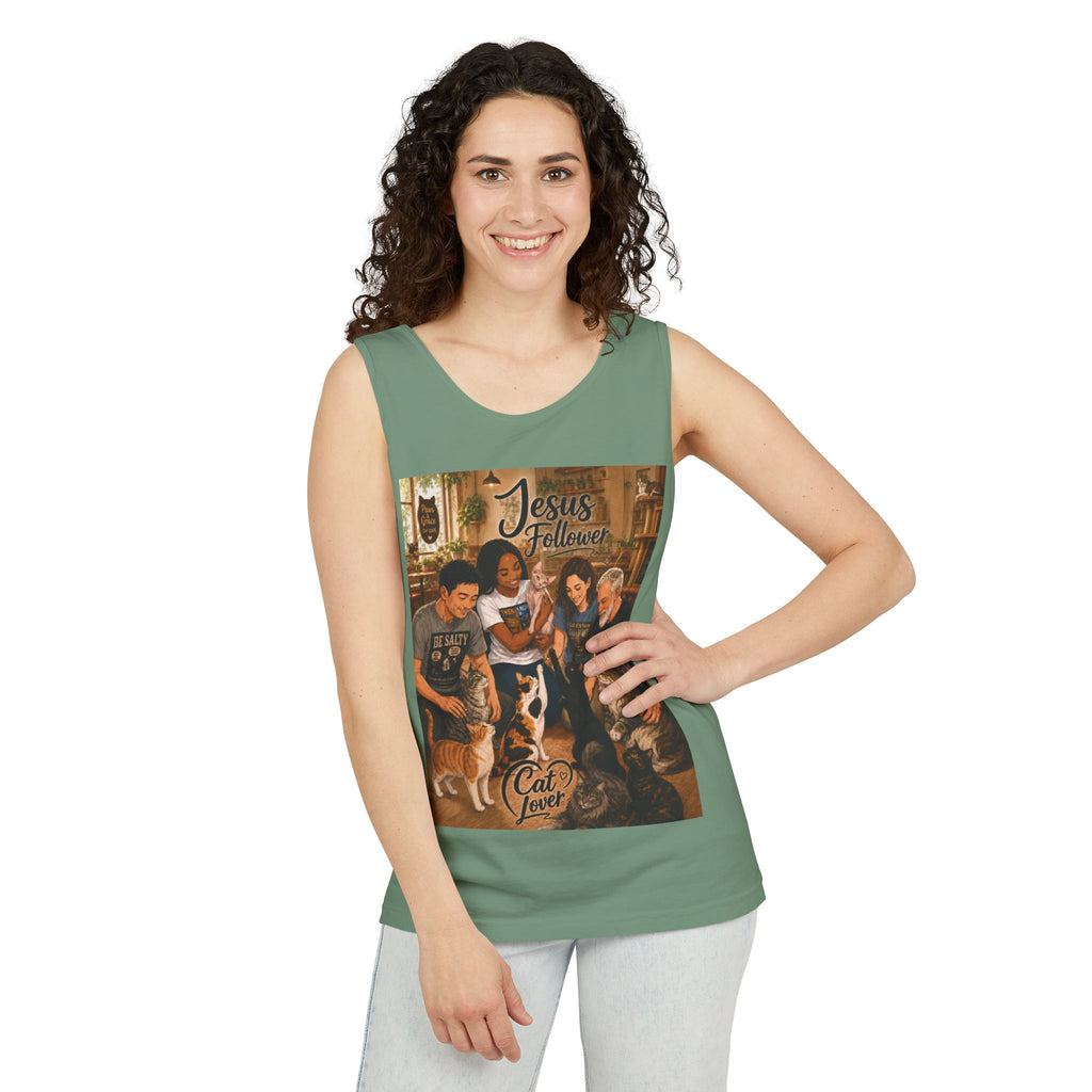 Jesus Follower Cat Lover Tank Top — Christian Pet Lover Graphic Tank