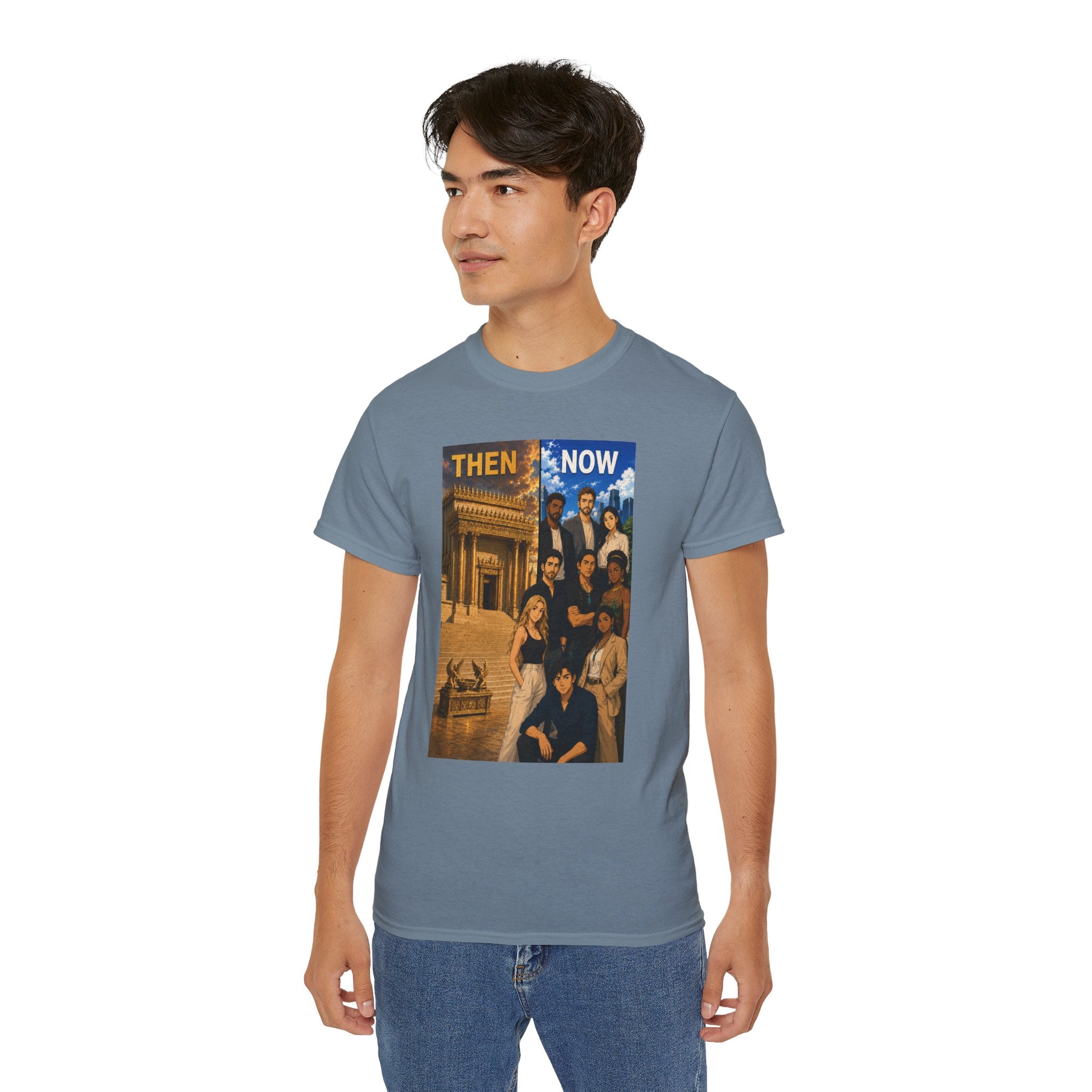 Then & Now Christian Graphic Tee — 2 Corinthians 6:16 Bible Verse Shirt