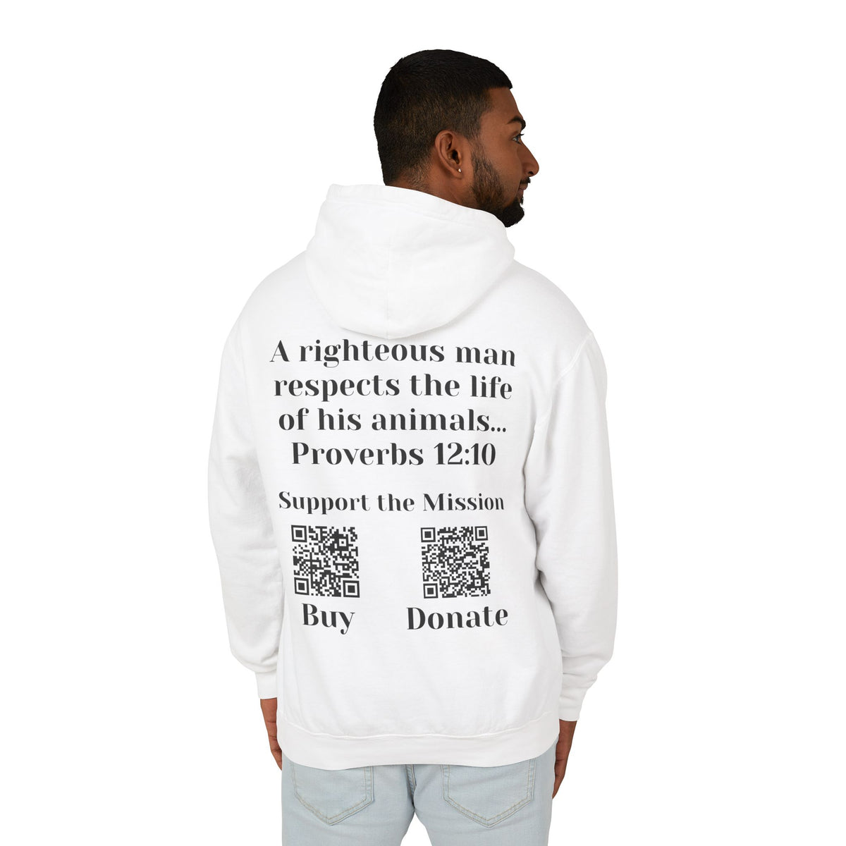 "Ad version" Cat Lover Hoodie — Proverbs 12:10 Christian Pet Sweatshirt