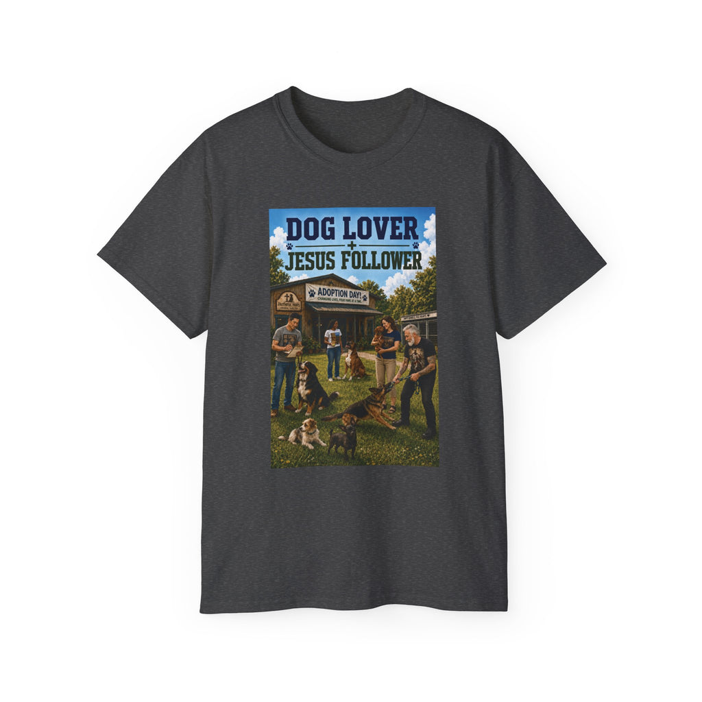 Jesus Follower Dog Lover T-Shirt — Proverbs 12:10 Dog adoption Faith Tee
