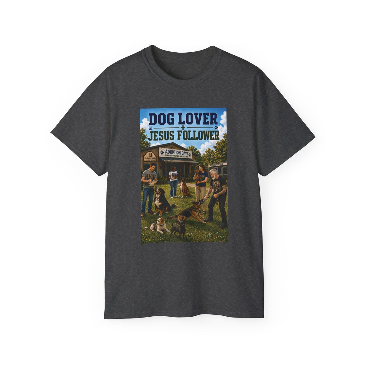 Jesus Follower Dog Lover T-Shirt — Proverbs 12:10 Dog adoption Faith Tee