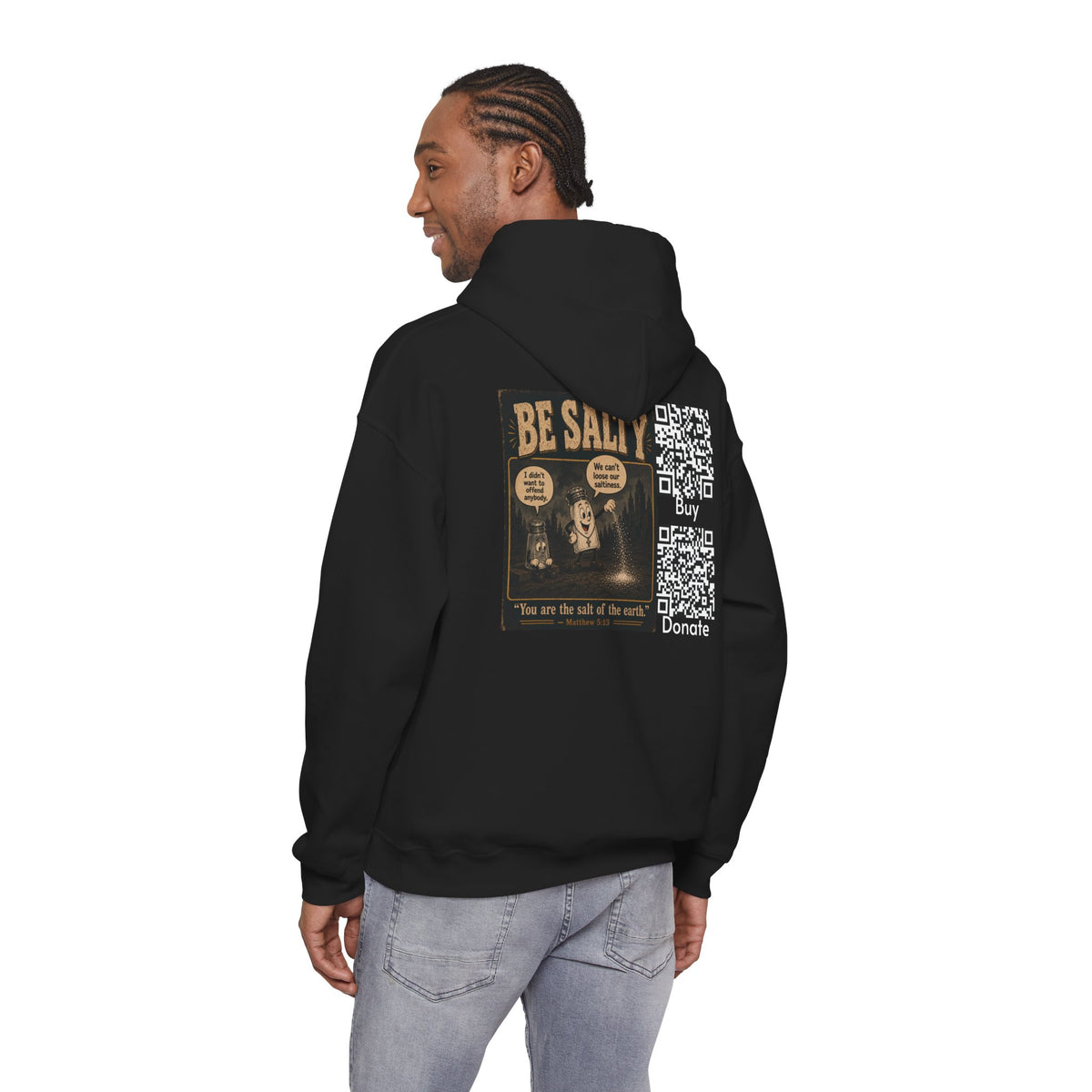 Salt the Earth "Ad version" Hoodie — "Salt the Earth" Matthew 5:13 Christian Graphic Pullover