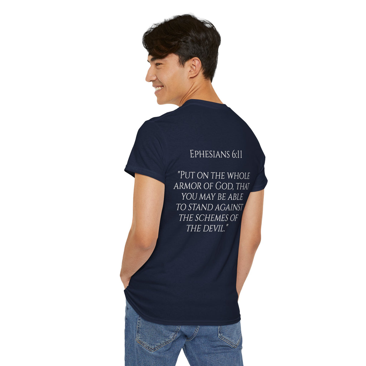 "Light Defeats Darkness" October Holliday Line edition T-Shirt — "Darkness Appeared He Need It Not" Graphic Tee (Ephesians 6:11)