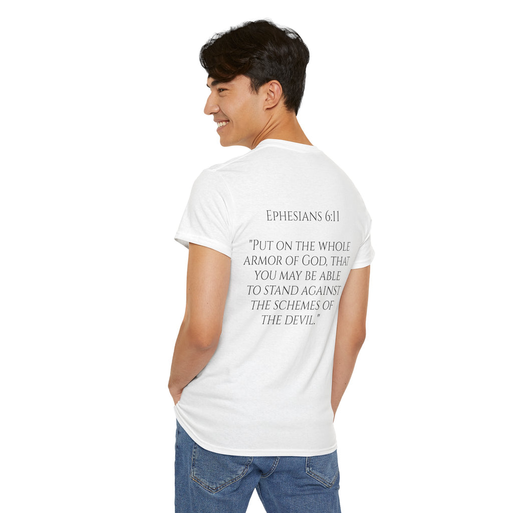 "Light Defeats Darkness" October Holliday Line edition T-Shirt — "Darkness Appeared He Need It Not" Graphic Tee (Ephesians 6:11)