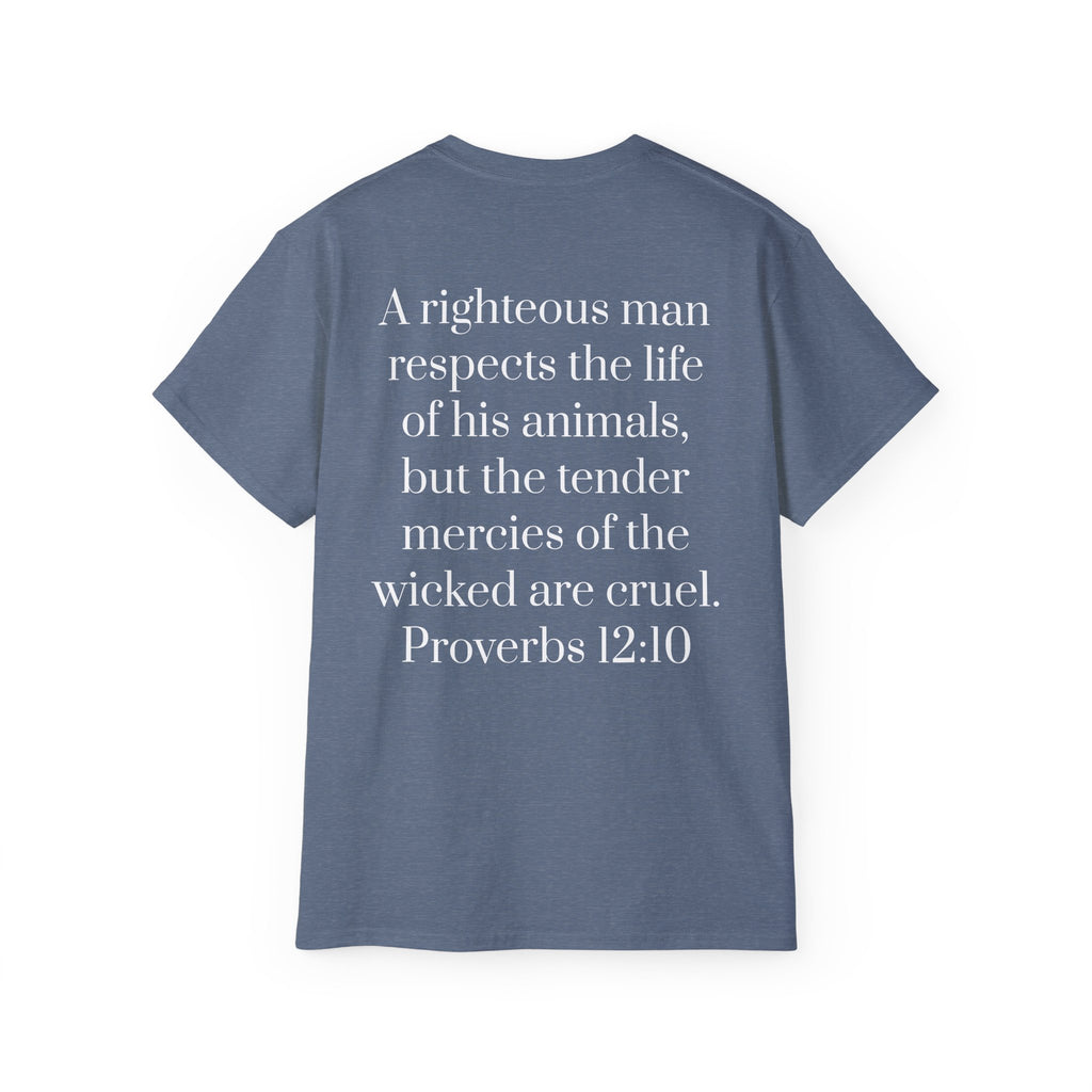 Jesus Follower Dog Lover T-Shirt — Proverbs 12:10 Dog adoption Faith Tee