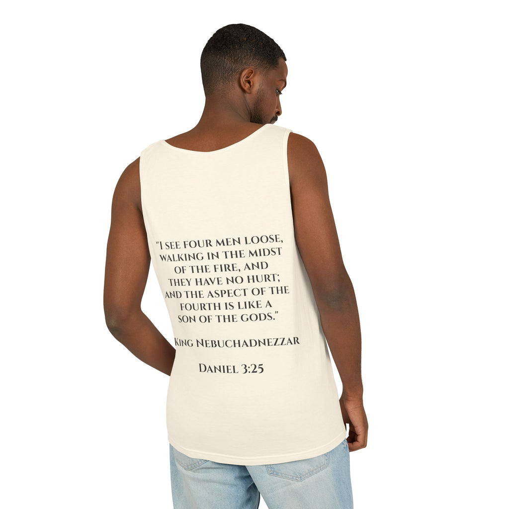 'Not Alone' Tank Top — Jesus with Four Men, Daniel 3:25 Scripture Tank