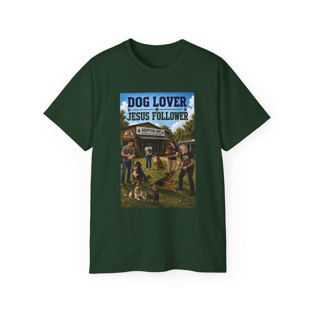 Jesus Follower Dog Lover T-Shirt — Proverbs 12:10 Dog adoption Faith Tee