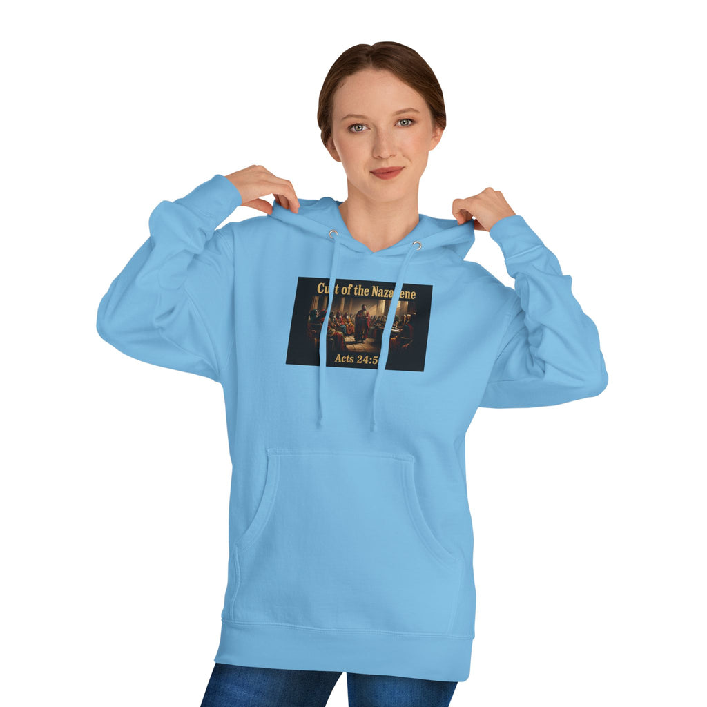 Christian Hoodie "Cult of the Nazarene" — Acts 24:5, Matthew 5:11 Verse Pullover multiple colors