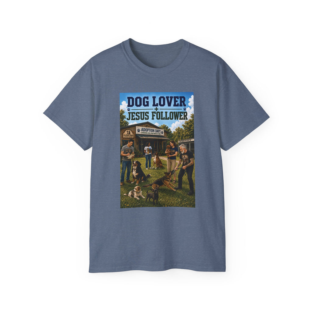 Jesus Follower Dog Lover T-Shirt — Proverbs 12:10 Dog adoption Faith Tee