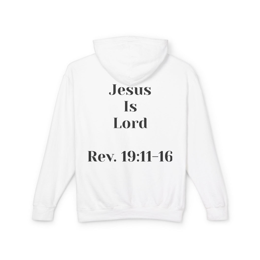 Christian Hoodie — 'Jesus Is Lord' with Revelation 19:11-16 Graphic