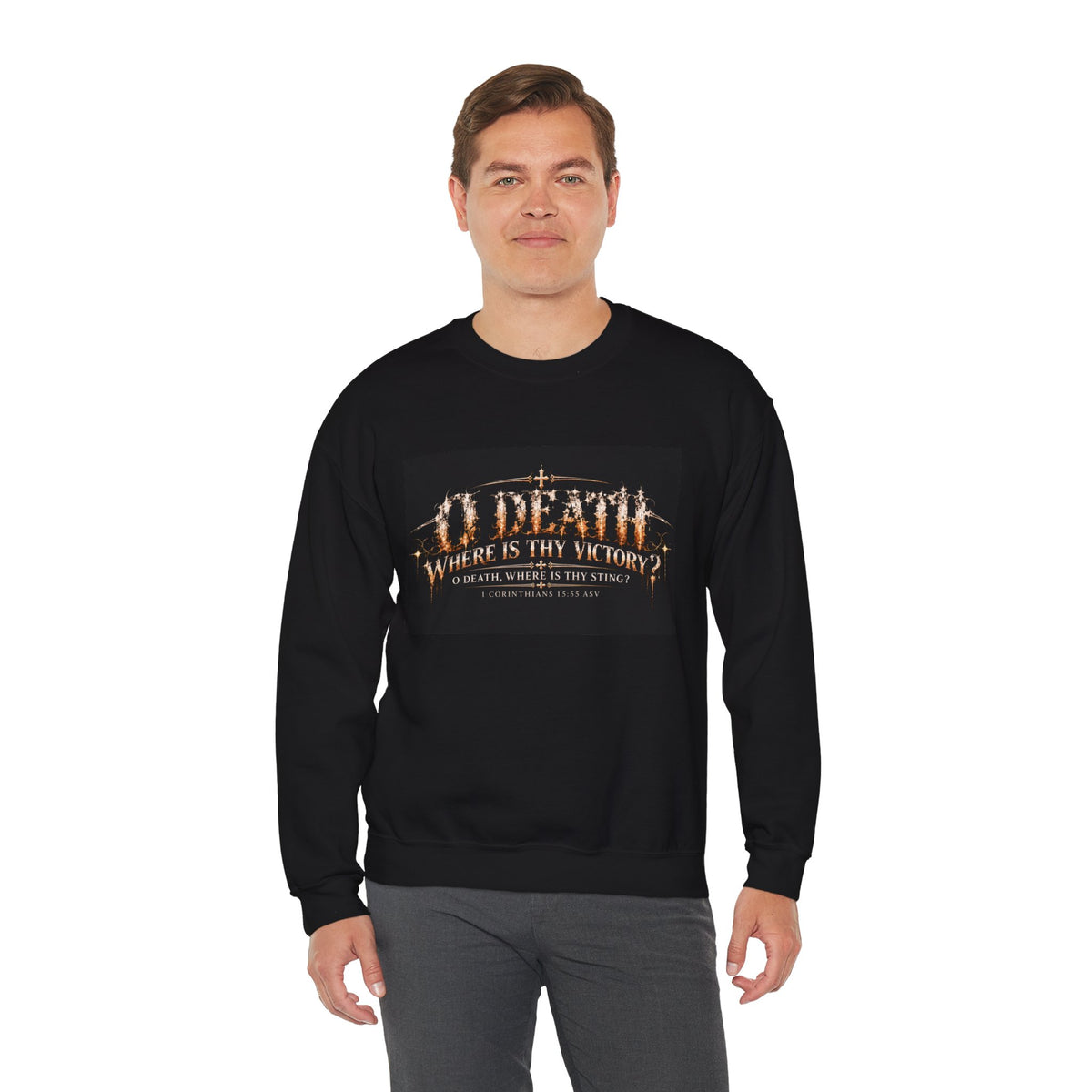 "O Death?" Holiday October Edition Crewneck sweatshirt Gothic Scripture Graphic