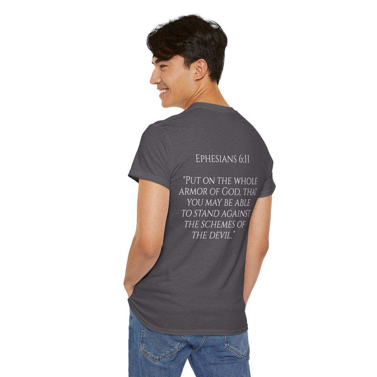 "Light Defeats Darkness" October Holliday Line edition T-Shirt — "Darkness Appeared He Need It Not" Graphic Tee (Ephesians 6:11)