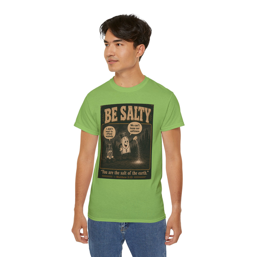Be Salty "Ad variant" T-Shirt — 'You Are the Salt of the Earth' Christian Vintage Tee