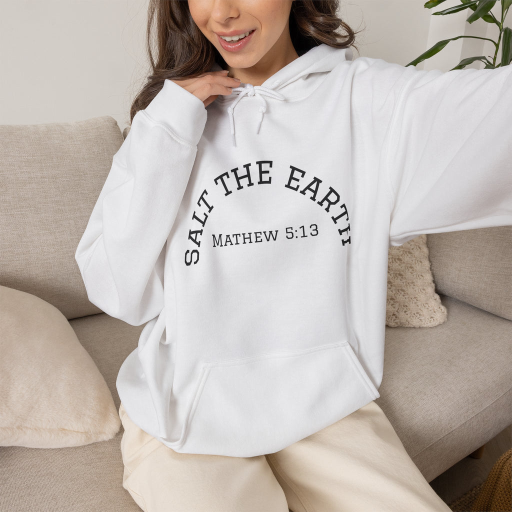 Salt the Earth Hoodie — "Salt the Earth" Matthew 5:13 Christian Graphic Pullover
