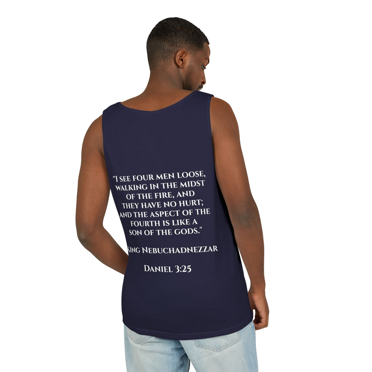 'Not Alone' Tank Top — Jesus with Four Men, Daniel 3:25 Scripture Tank