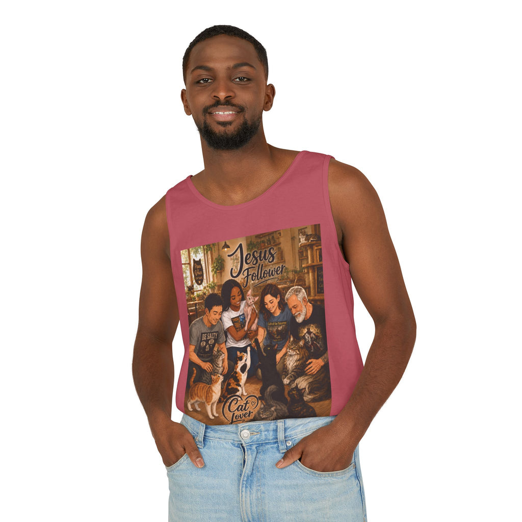 Jesus Follower Cat Lover Tank Top — Christian Pet Lover Graphic Tank