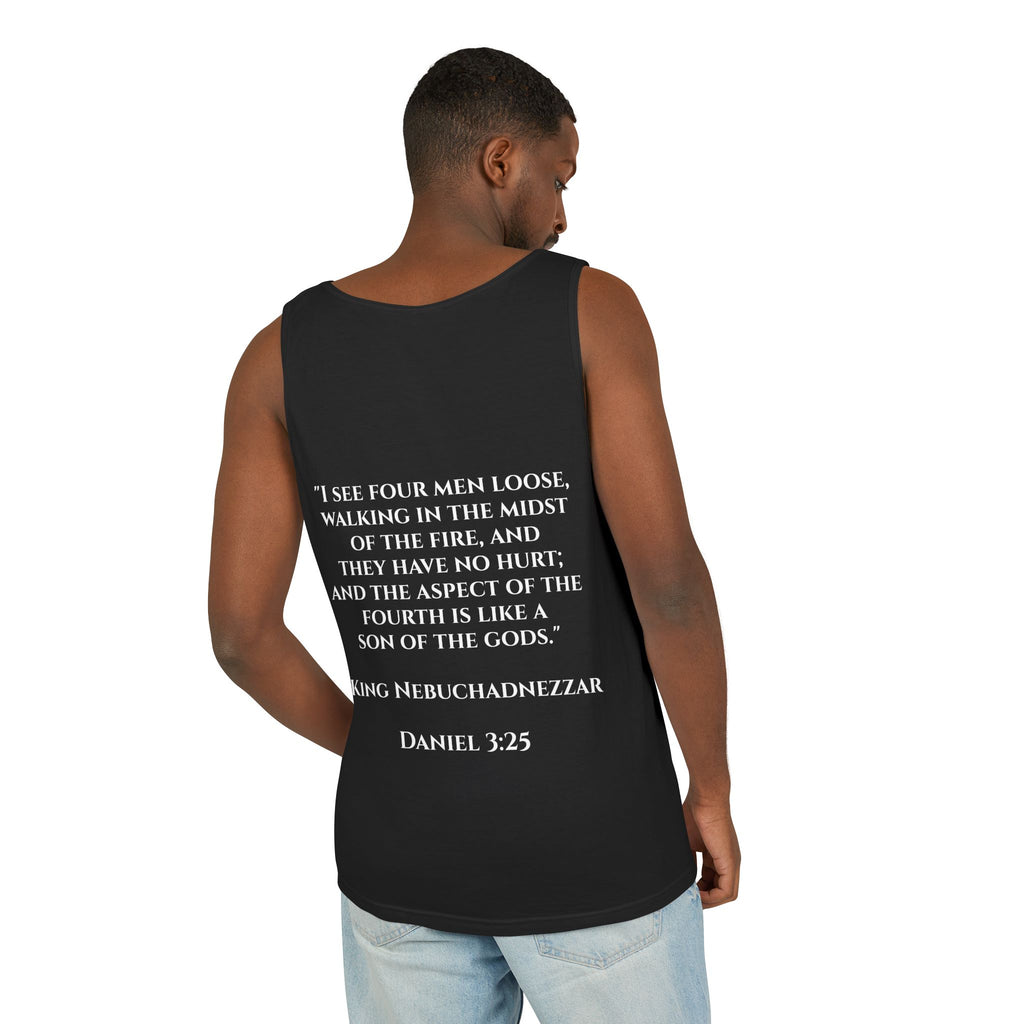 'Not Alone' Tank Top — Jesus with Four Men, Daniel 3:25 Scripture Tank