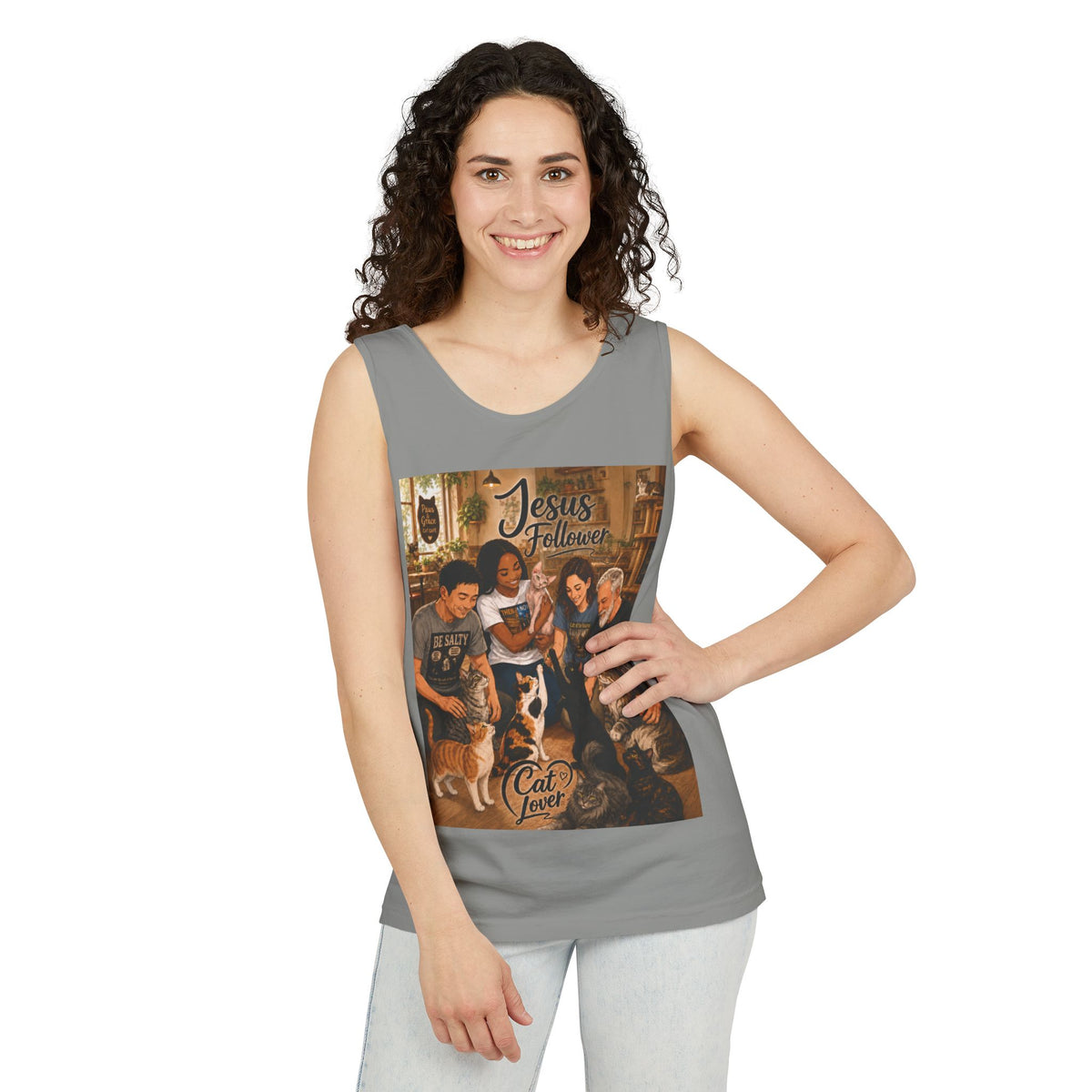 Jesus Follower Cat Lover Tank Top — Christian Pet Lover Graphic Tank
