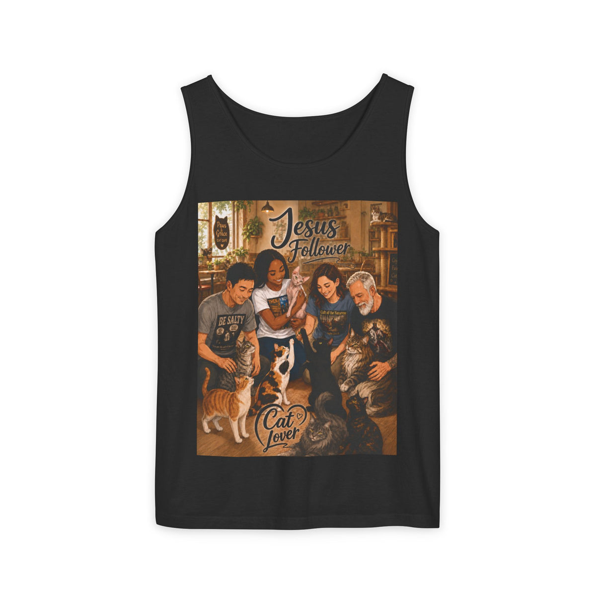 Jesus Follower Cat Lover Tank Top — Christian Pet Lover Graphic Tank