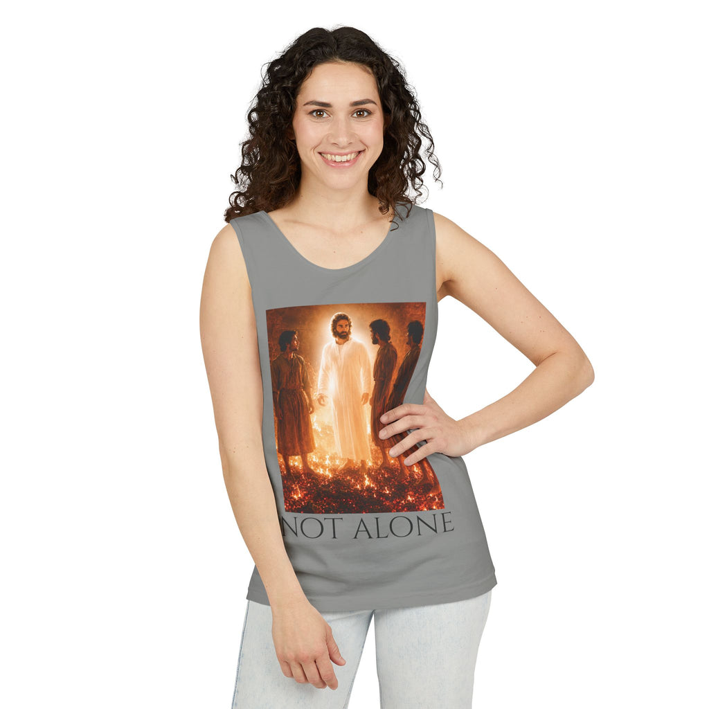 'Not Alone' Tank Top — Jesus with Four Men, Daniel 3:25 Scripture Tank