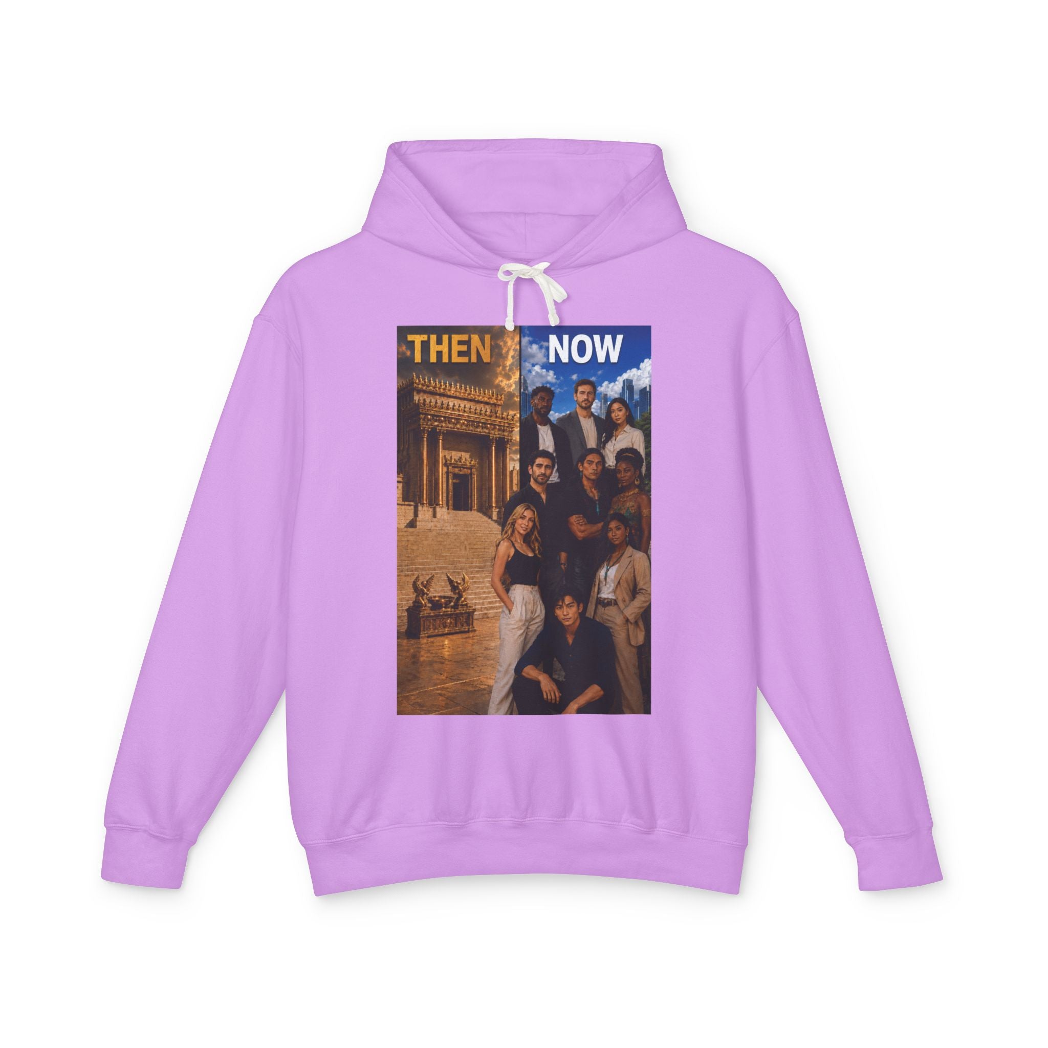 Then & Now Hoodie non-animated — 'You Are the Temple' 2 Corinthians 6:16 Christian Pullover