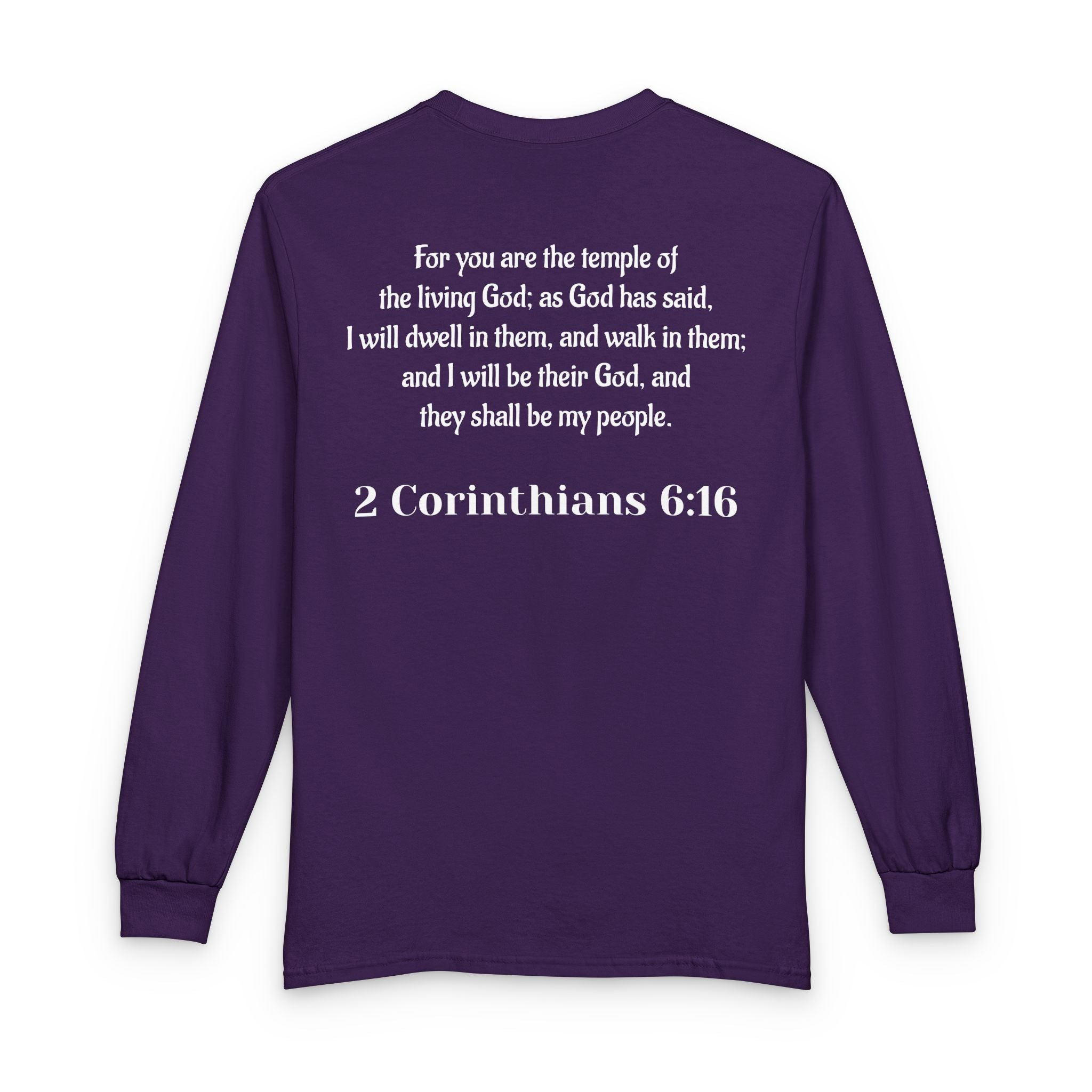 Then & Now non-animated Long Sleeve Tee — 2 Corinthians 6:16 Scripture Shirt