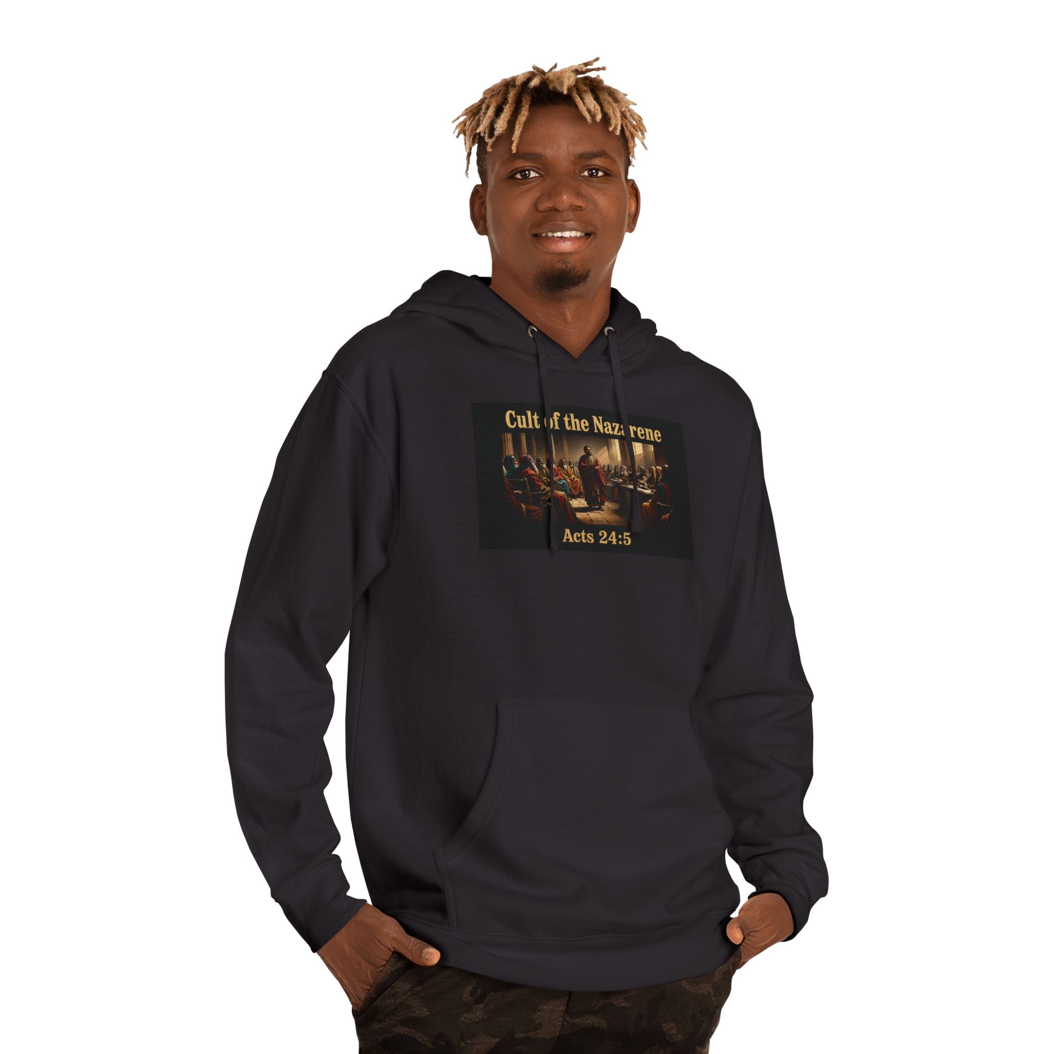 Christian Hoodie "Cult of the Nazarene" — Acts 24:5, Matthew 5:11 Verse Pullover multiple colors