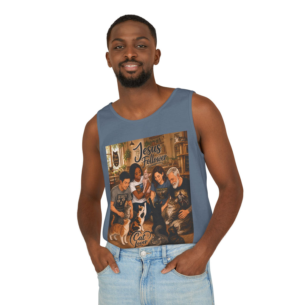 Jesus Follower Cat Lover Tank Top — Christian Pet Lover Graphic Tank