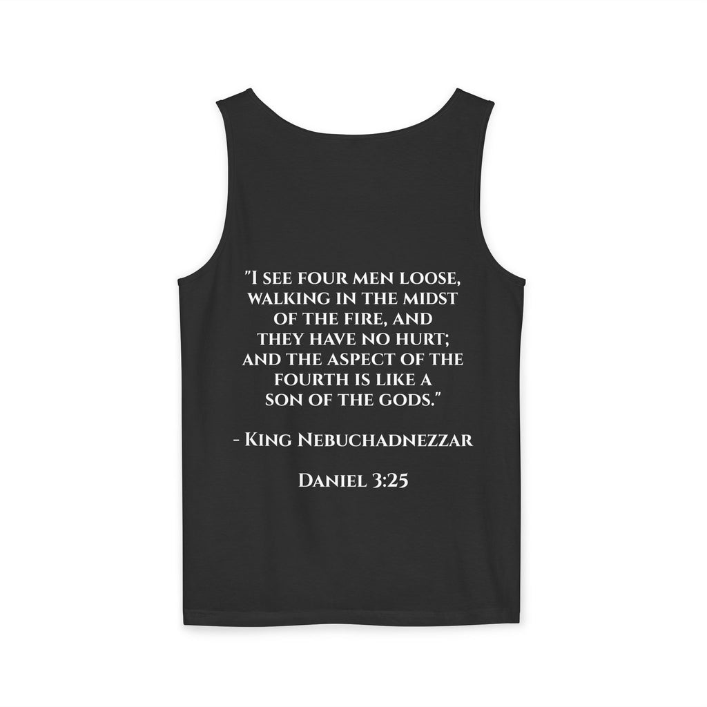 'Not Alone' Tank Top — Jesus with Four Men, Daniel 3:25 Scripture Tank