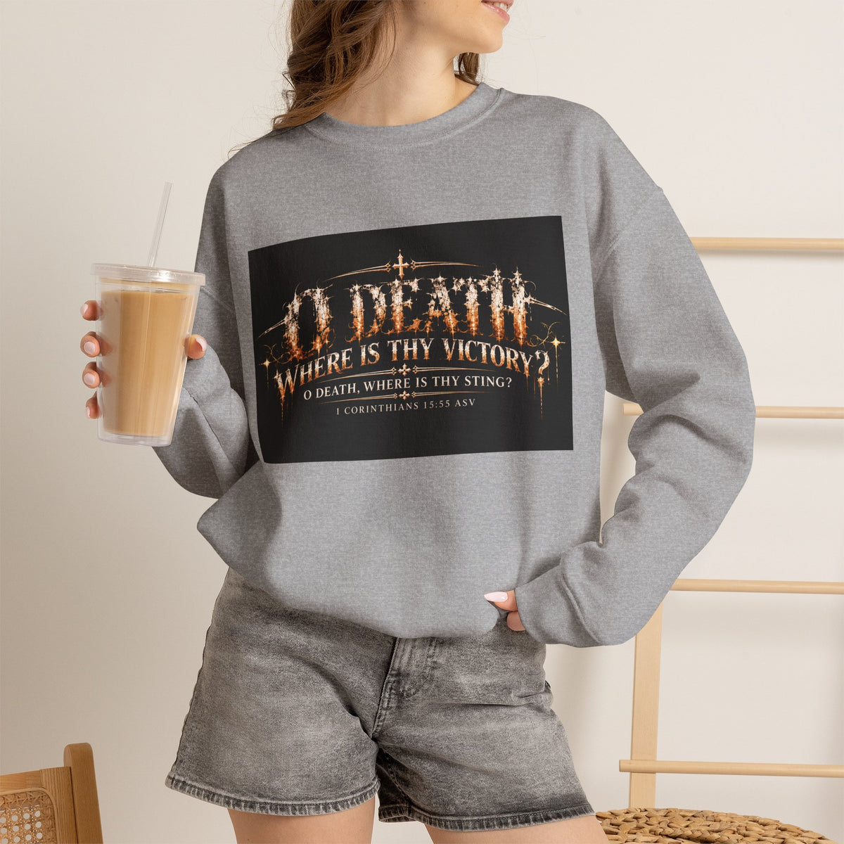 "O Death?" Holiday October Edition Crewneck sweatshirt Gothic Scripture Graphic